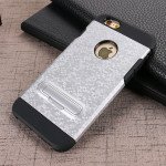 Wholesale iPhone 7 Pixel Armor Hybrid Kickstand Case (Silver)